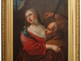 un tableau représentant une femme et un homme en robe rouge