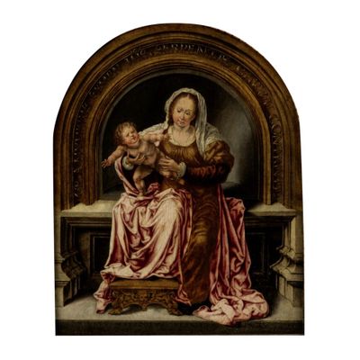 une image d'une peinture représentant une femme tenant un bébé