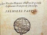 an old book with a drawing of a globe on it