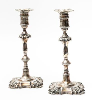 pair of antique silver candlesticks