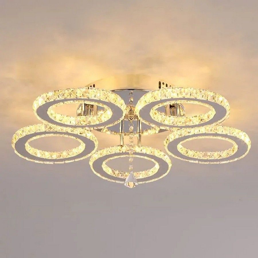 Lot de 2 Lustre Cristal 5 Cercles
