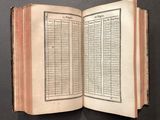 an open book with numbers on it sitting on a table