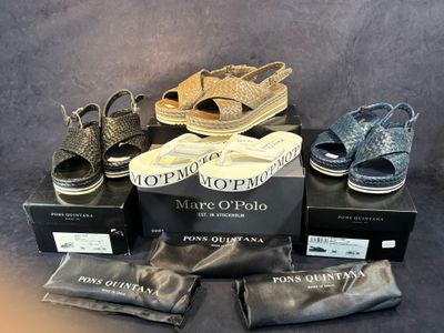 plusieurs paires de chaussures pour femmes et une paire de pantoufles pour femmes