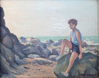 Gaston BANCQUART (1899-1971) Jeune homme à la plage - Photo 1