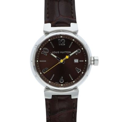 louis vutton women ' s watch with brown leather strap