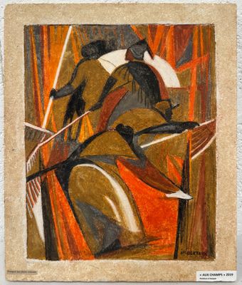 une image représentant un tableau d'un homme avec une guitare