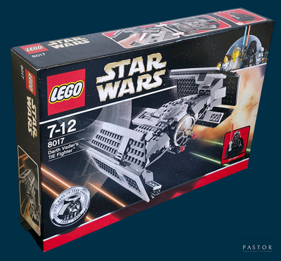une boîte contenant des kits Lego Star Wars sur fond bleu