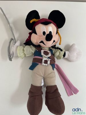 disney mickey mouse pirate plush toy with sword and hat