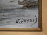 a picture of a painting of a boat in the water