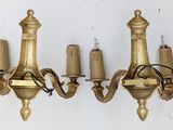 pair of antique brass wall sconces with candle holders