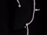 a close up of a necklace on a mannequin display