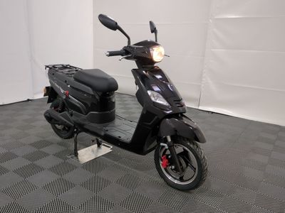 a scooter parked in a room with a checkered floor