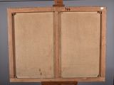 an image of a painting on a wooden easel with a piece of paper on top of it