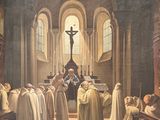 an image of a painting of a group of people in a church