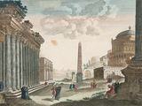 Vue du temple de Saturne et de l'obélisque du temple de Saturne, d'après un dessin de Jean