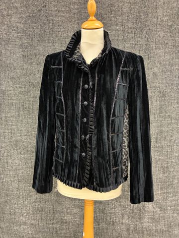 LA RENA – Veste en velours noir et effet léopard sur le côté, lig...