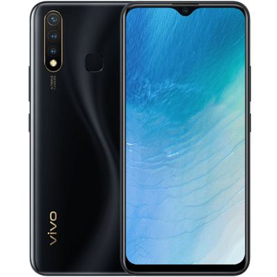 un smartphone Vivo noir doté d'un écran incurvé et d'un appareil photo incurvé