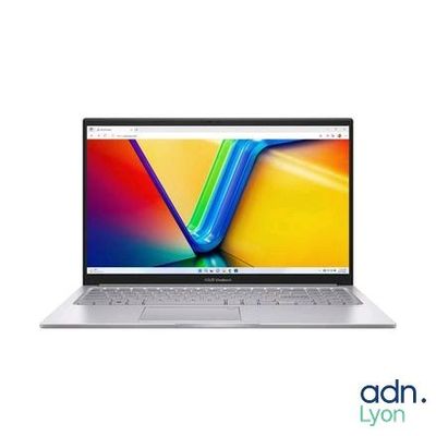 l'ordinateur portable est ouvert et affiche un écran aux couleurs vives