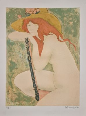 Alain BONNEFOIT (1937) Nu au chapeau