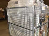 a cart with a lot of items in it in a warehouse