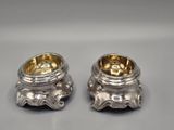 pair of antique silverplated salt and pepper shakers