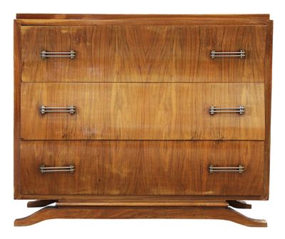 a wooden chest of drawers on a white background