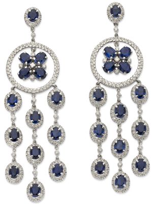 a pair of sapphire and diamond earrings