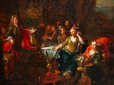 an image of a painting of a group of people sitting around a table