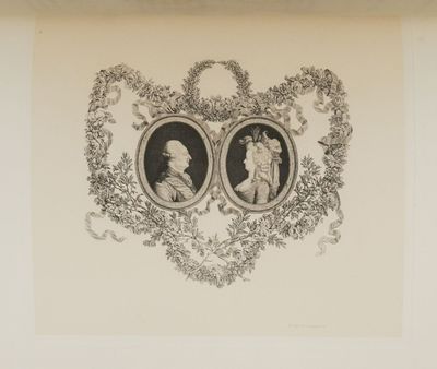 an old black and white drawing of two people in a frame
