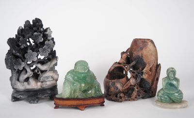 Chine, XXe siècle Lot comprenant deux bouddhas l’un en fluor…