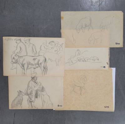 four drawings of horses and a man on a horse drawn by a child