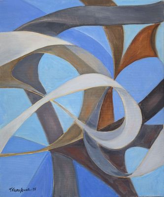 peinture représentant un tableau d'un arbre avec un ciel bleu en arrière-plan