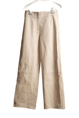 SCHIMMEL Pantalon blanc en cuir d'agneau, coupe droite.