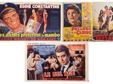 trois affiches de cinéma représentant un homme en uniforme de marin et une femme en uniforme de marin