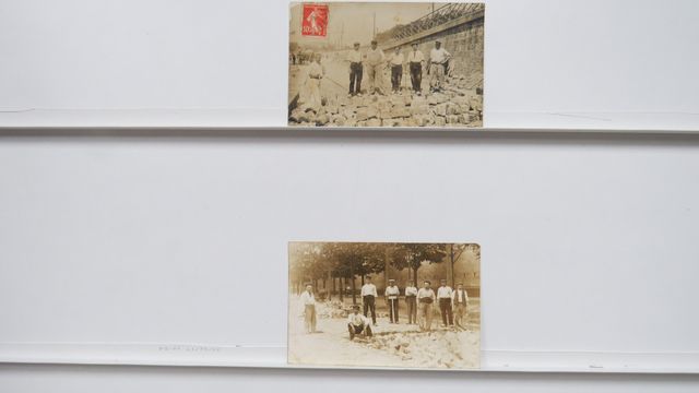 Paveurs : Lot de 2 cartes-photos : Paveurs de la région de St-Sul...