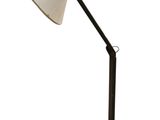 une lampe de bureau noire et blanche, munie d'un abat-jour blanc