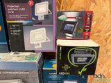 several boxes of electronic devices are stacked on top of each other