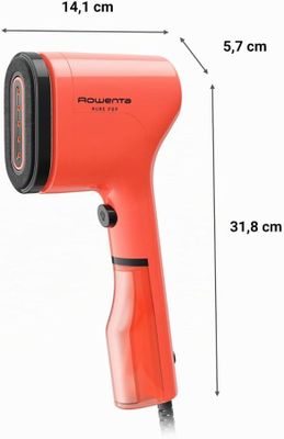 une image représentant un sèche-cheveux rouge posé sur un fond blanc