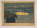 une image représentant un tableau où l'on voit une femme debout dans la neige