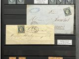 a display case with a lot of stamps on it