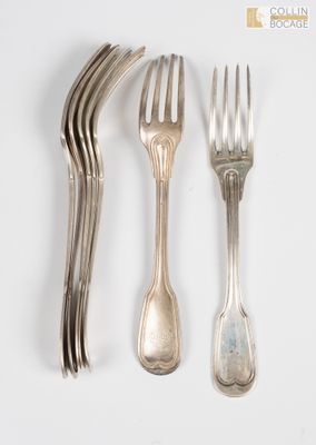 Lot de 6 fourchettes en argent 1er titre (950°/°°) du modèle… - Photo 1