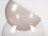 a clear glass vase with a pink bowl inside of it