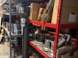 shelves with pots and pans on them in a warehouse