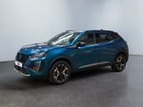 a blue suv parked in a room with a white wall