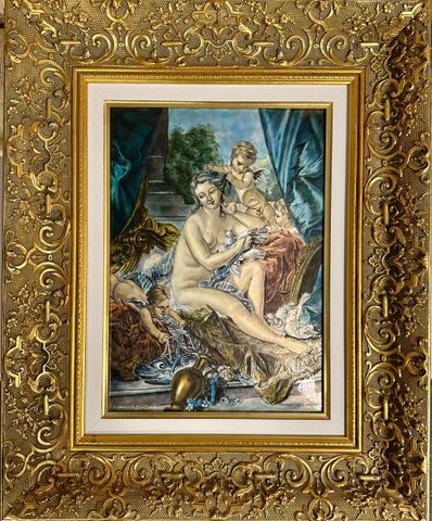 BONNET. Limoges. Email « Nu et angelots » d’après François Bouche