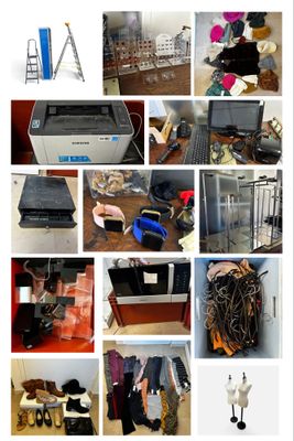 un collage de photos représentant divers objets se trouvant dans une pièce