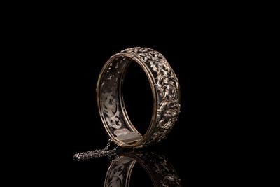 Bracelet rigide en argent (925/1000) à décor scènes de chasse et rince - Photo 1