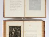 two open books on a white surface with one open and the other closed