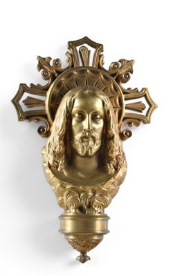 wall sculpture of jesus ' s head with crown of thorns