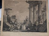 a drawing of a group of people sitting on the ground